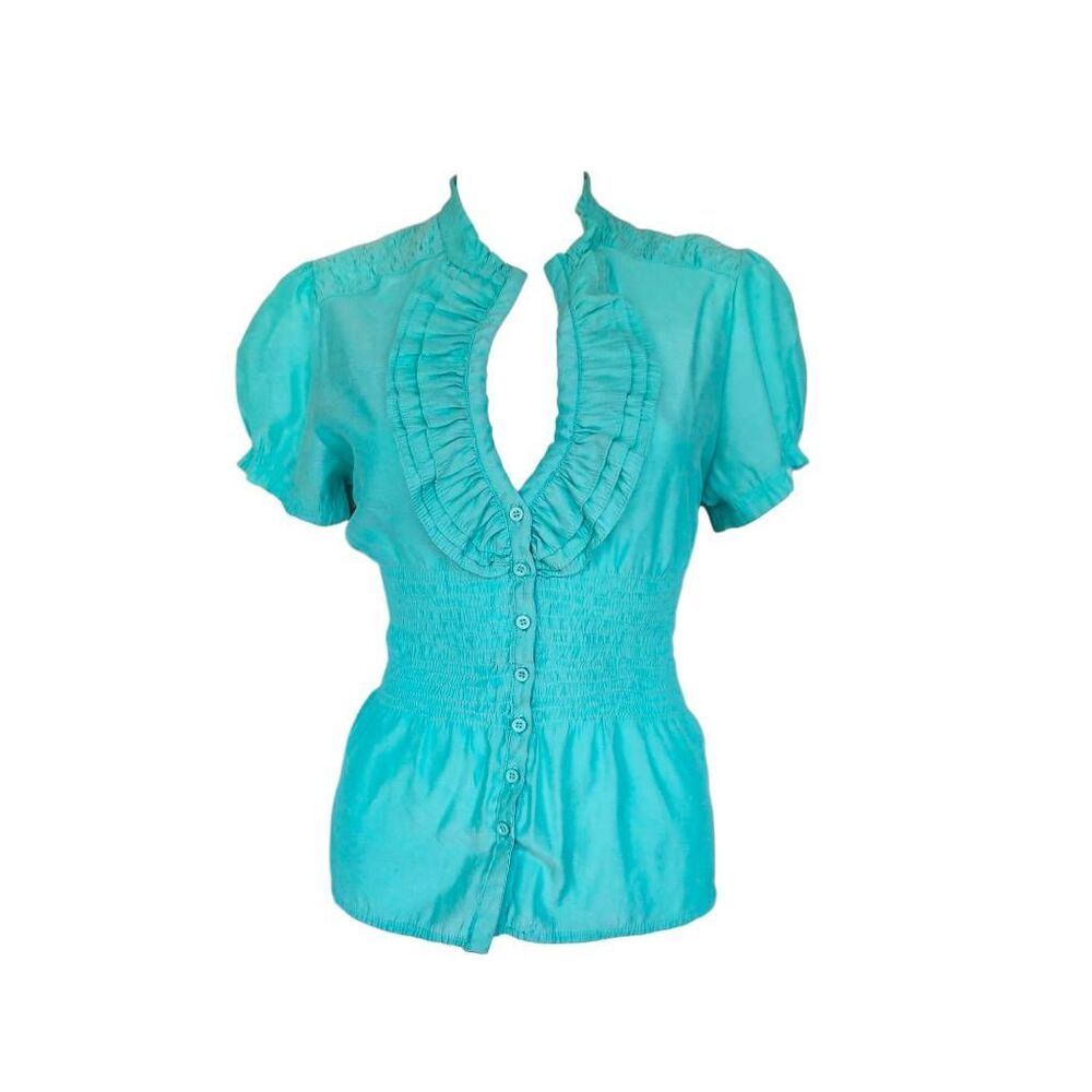 y2k office siren silk blouse